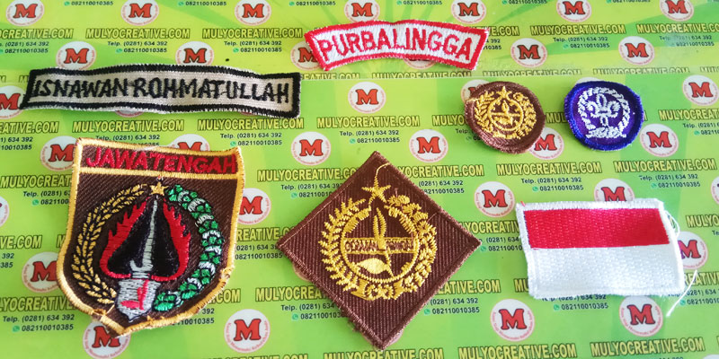 emblem pramuka, bordir seragam pramuka, bed pramuka, badge pramuka, bordir tanda pandu dunia, dll